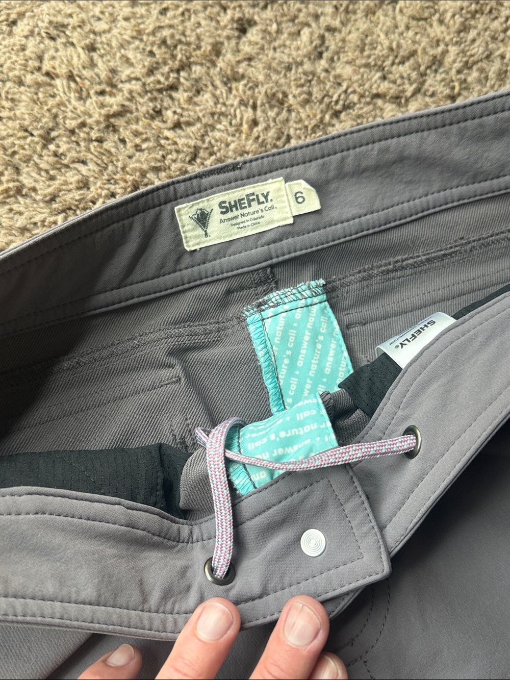 SheFly Women’s gray/purple technical Outdoor Pants w/hidden zipper, Sz. 6 - Picture 3 of 14